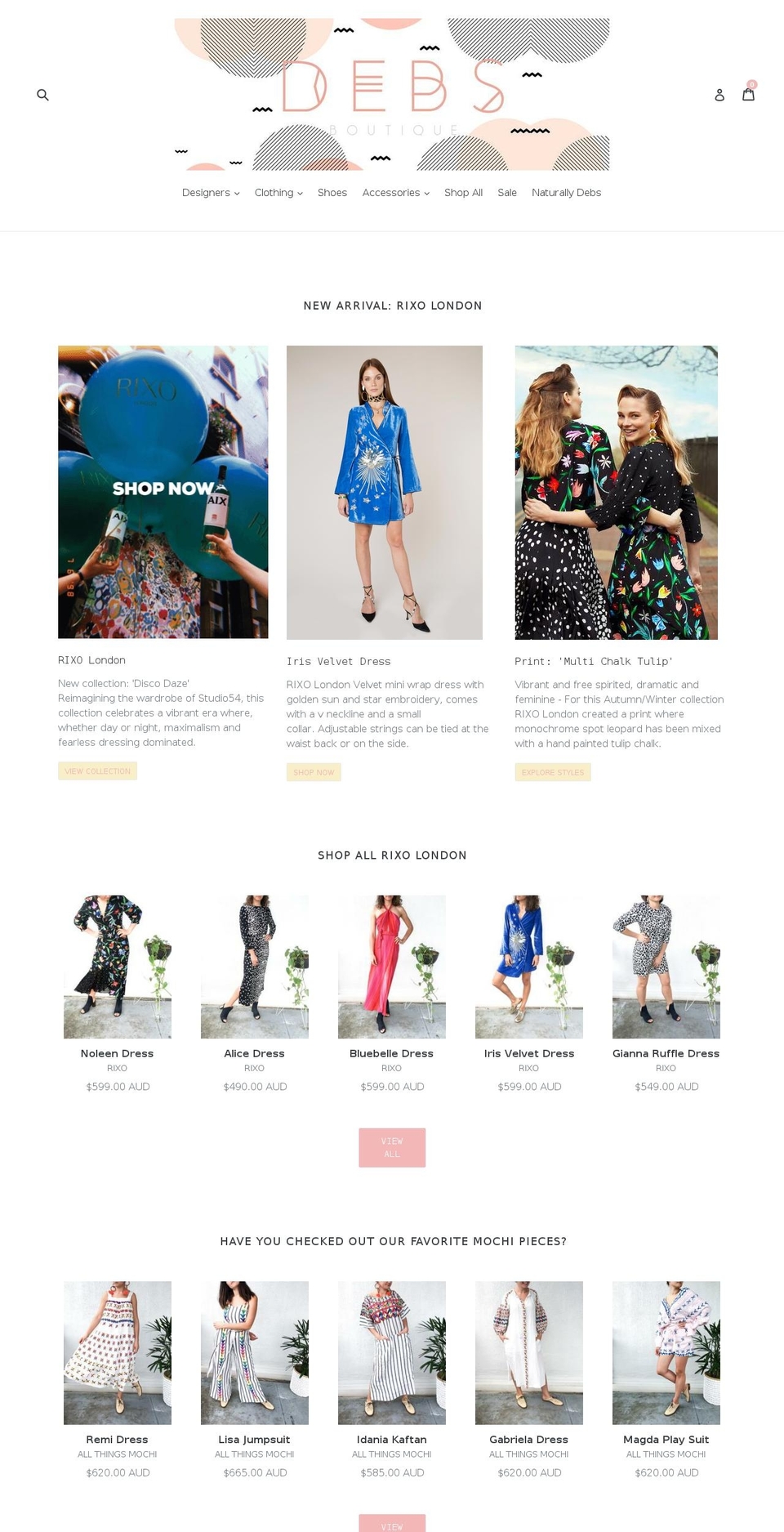 debsboutique.com.au shopify website screenshot