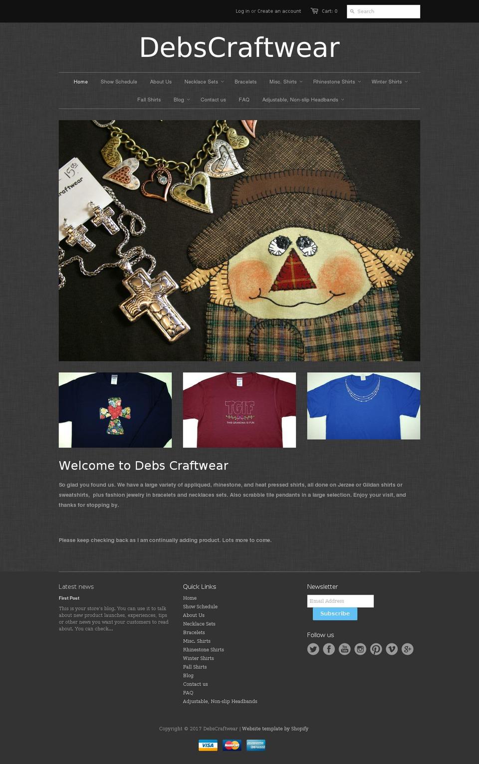 debscraftwear.com shopify website screenshot