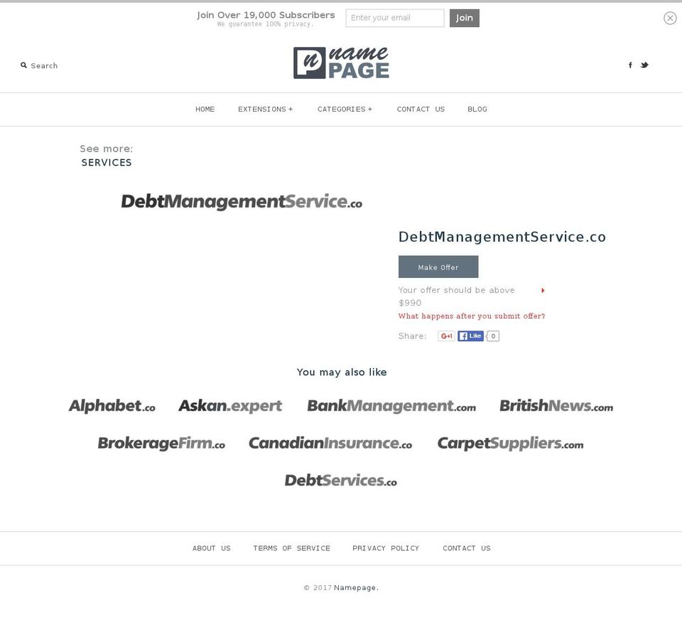 debtmanagementservice.co shopify website screenshot