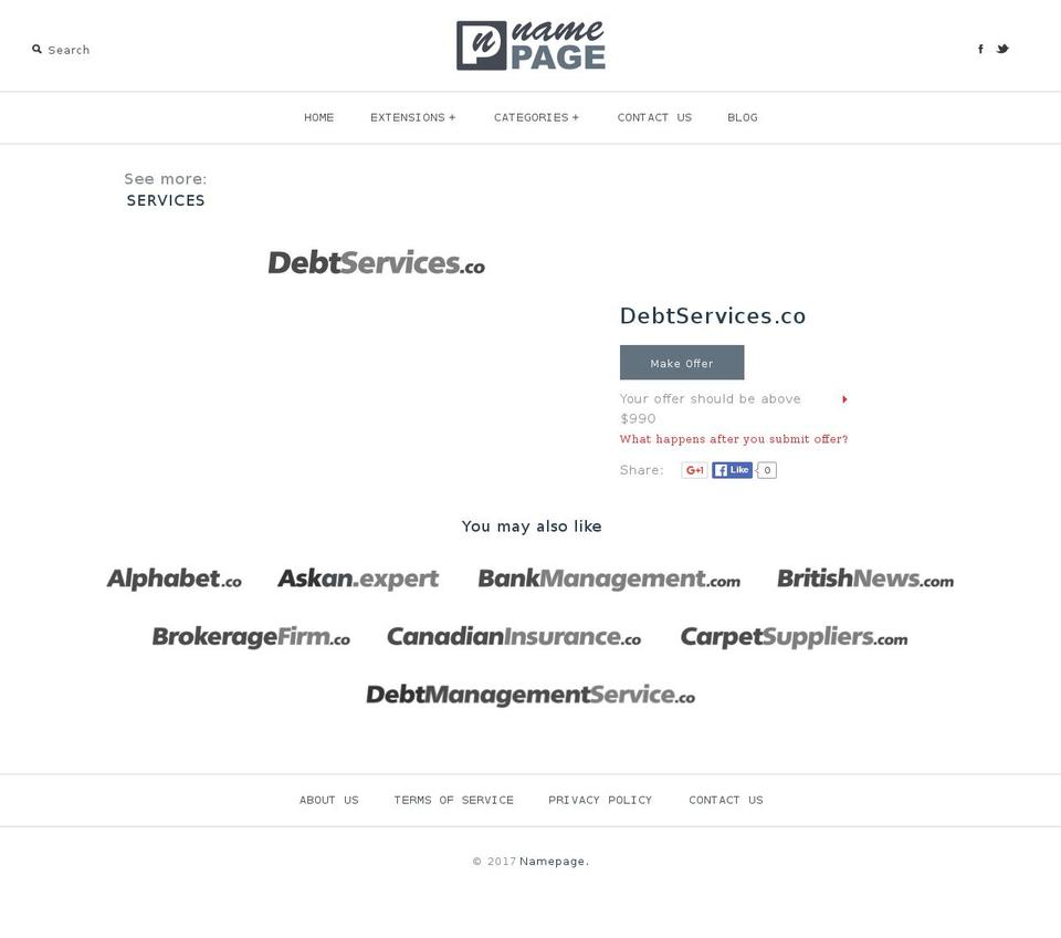 debtservices.co shopify website screenshot