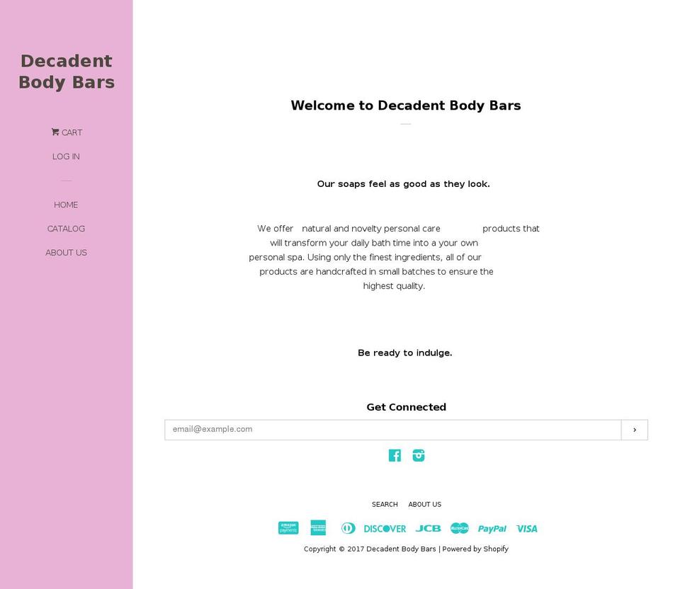 decadentbodybars.com shopify website screenshot