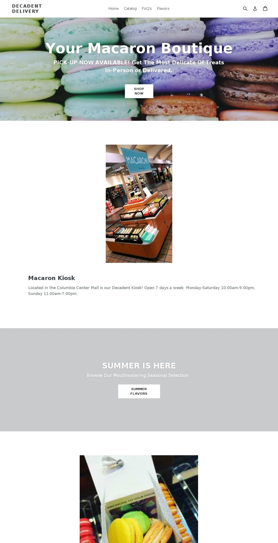 decadentdelivery.com — Shopify storefront screenshot