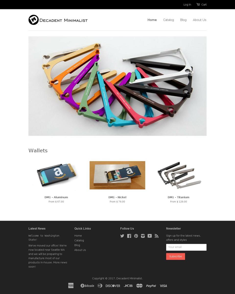 decadentminimalist.com shopify website screenshot