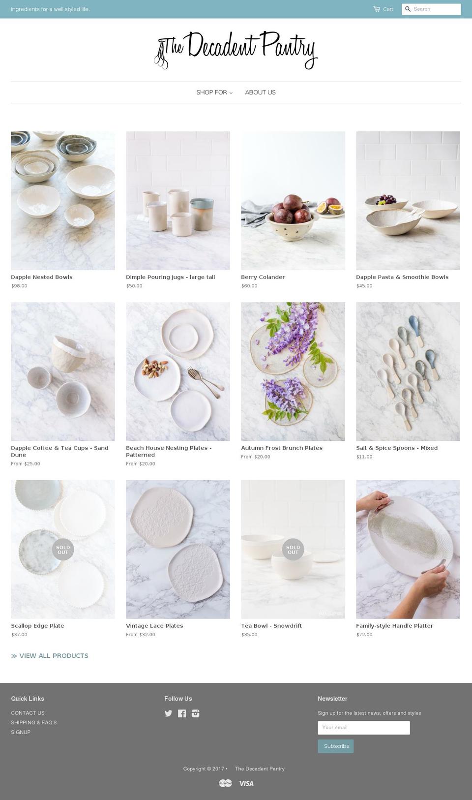 decadentpantry.com shopify website screenshot