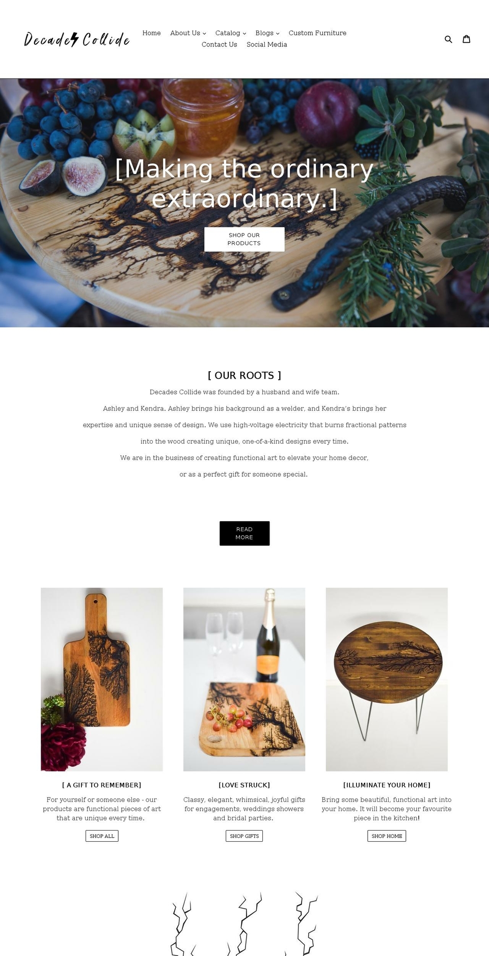 decadescollide.com shopify website screenshot