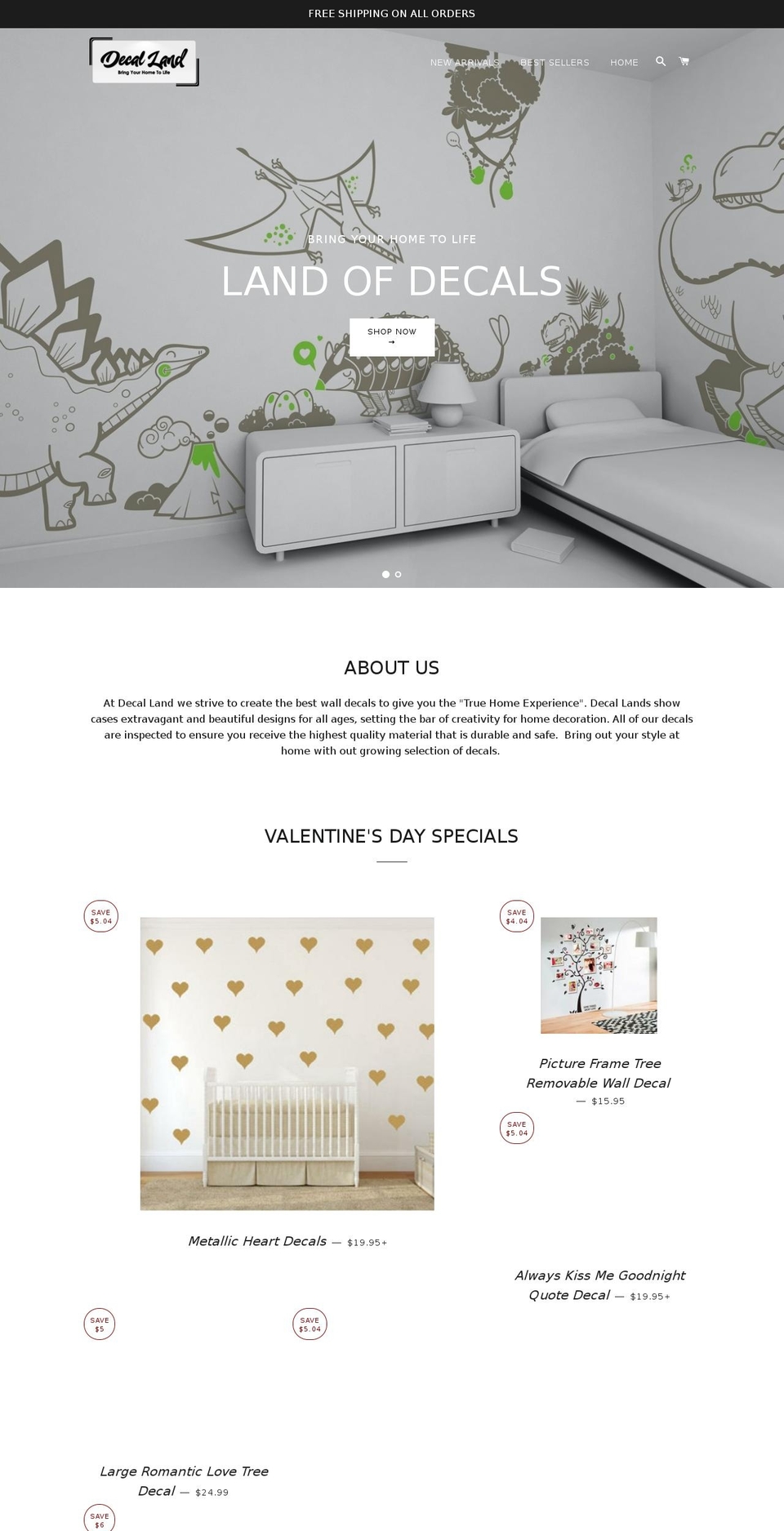 decaland.com — Shopify storefront screenshot