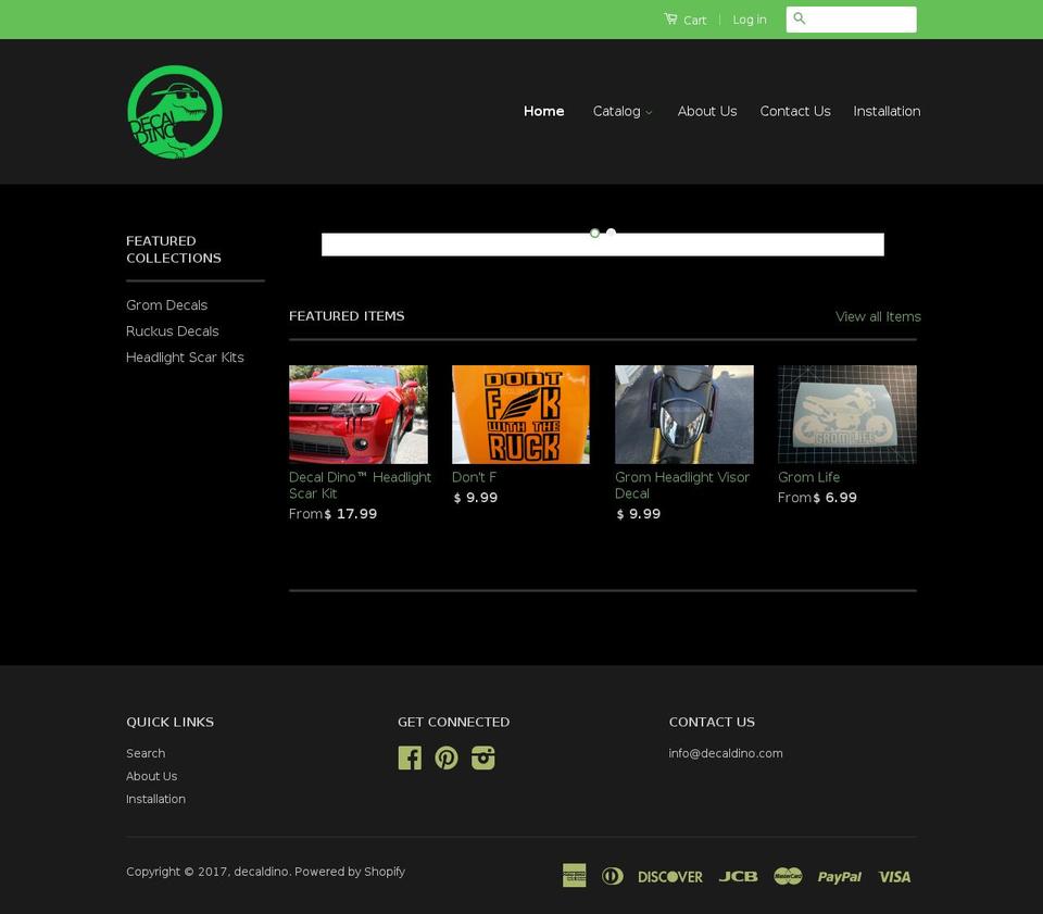 decaldino.com shopify website screenshot