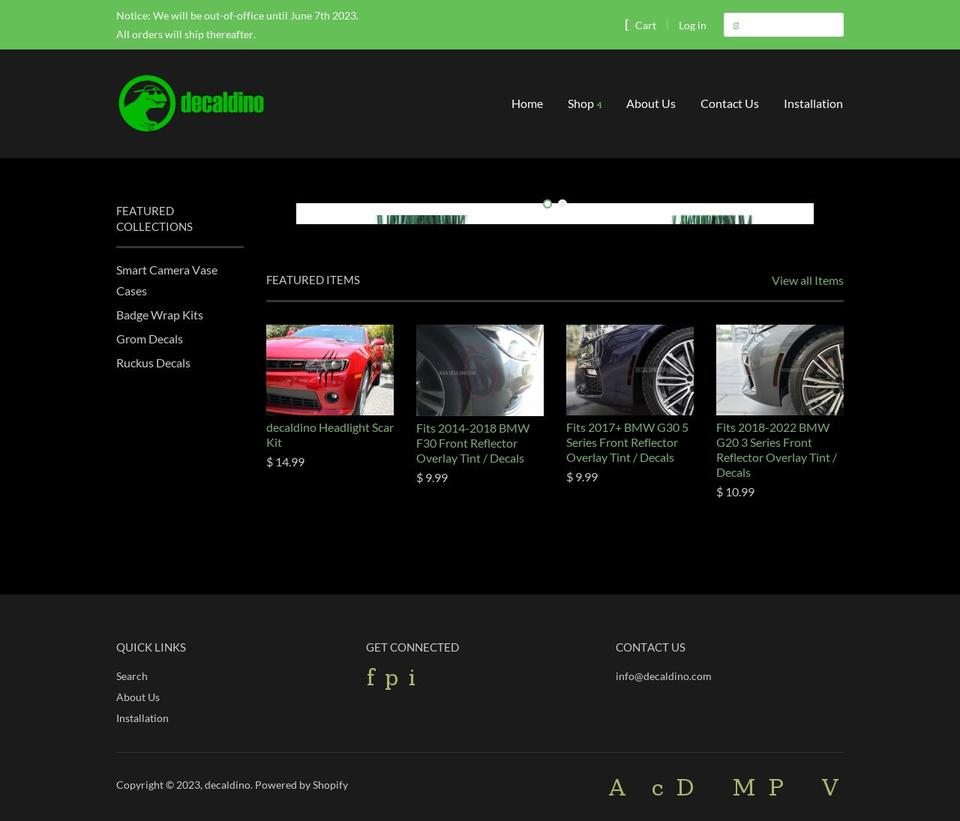 decaldino.myshopify.com shopify website screenshot