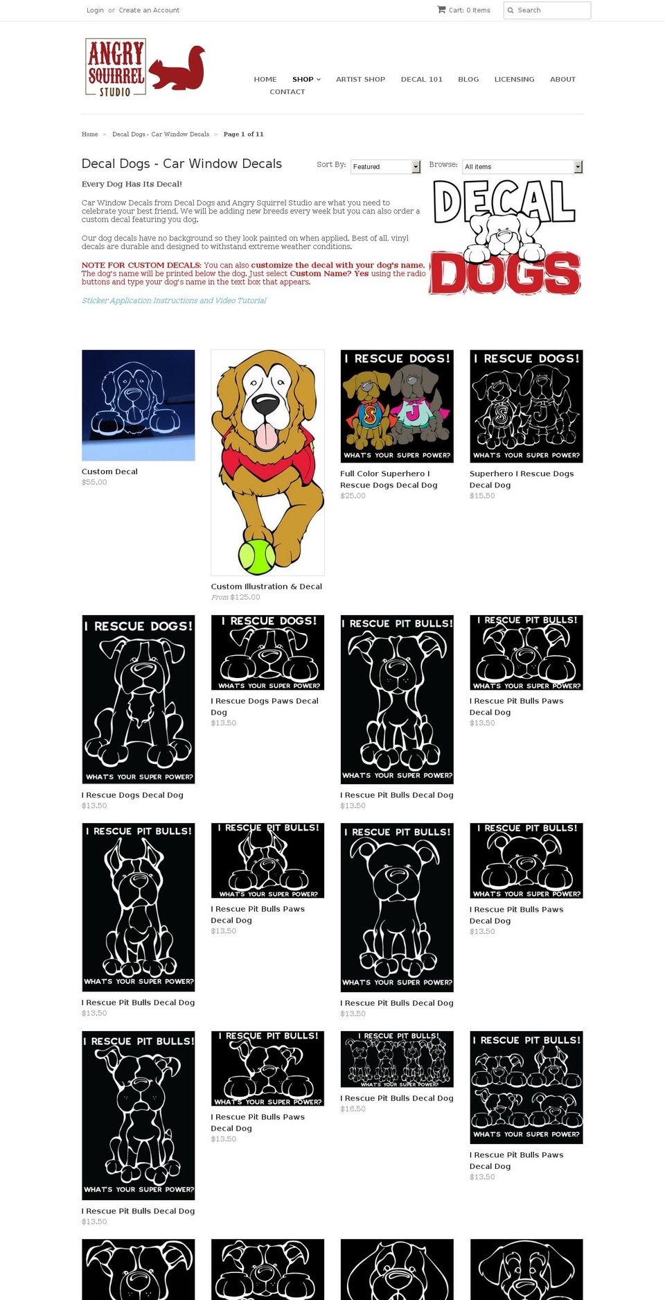 decaldogs.com shopify website screenshot