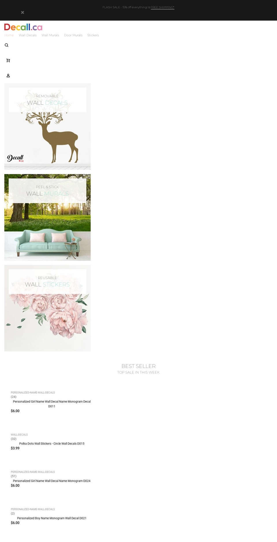decall.ca shopify website screenshot