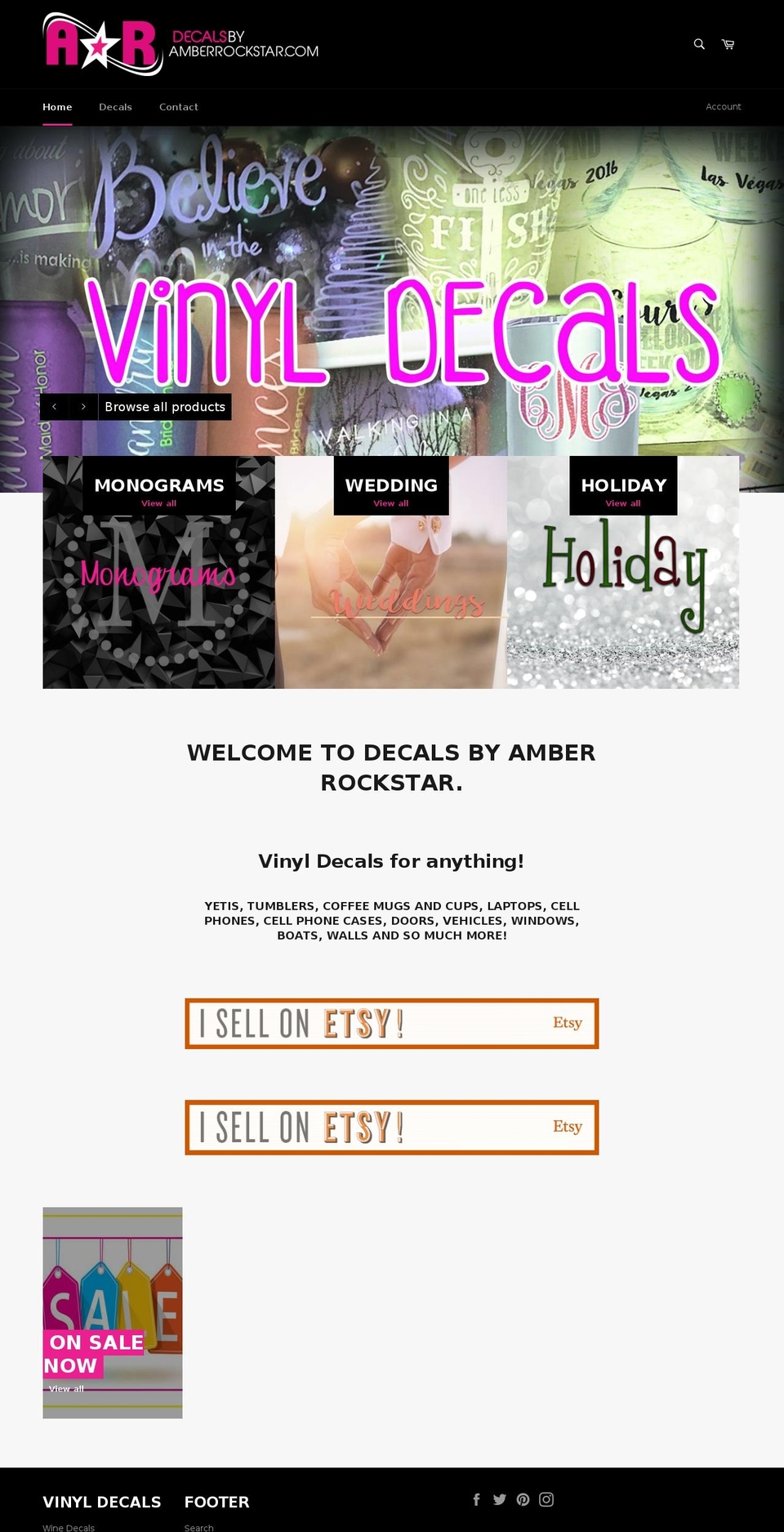 decalsbyamberrockstar.com shopify website screenshot