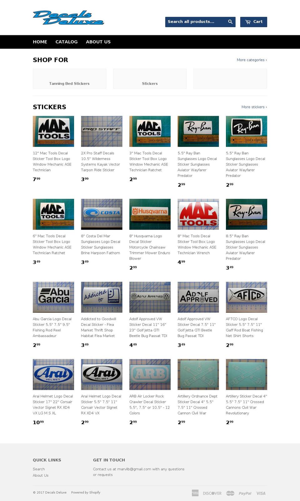 decalsdeluxesc.com shopify website screenshot