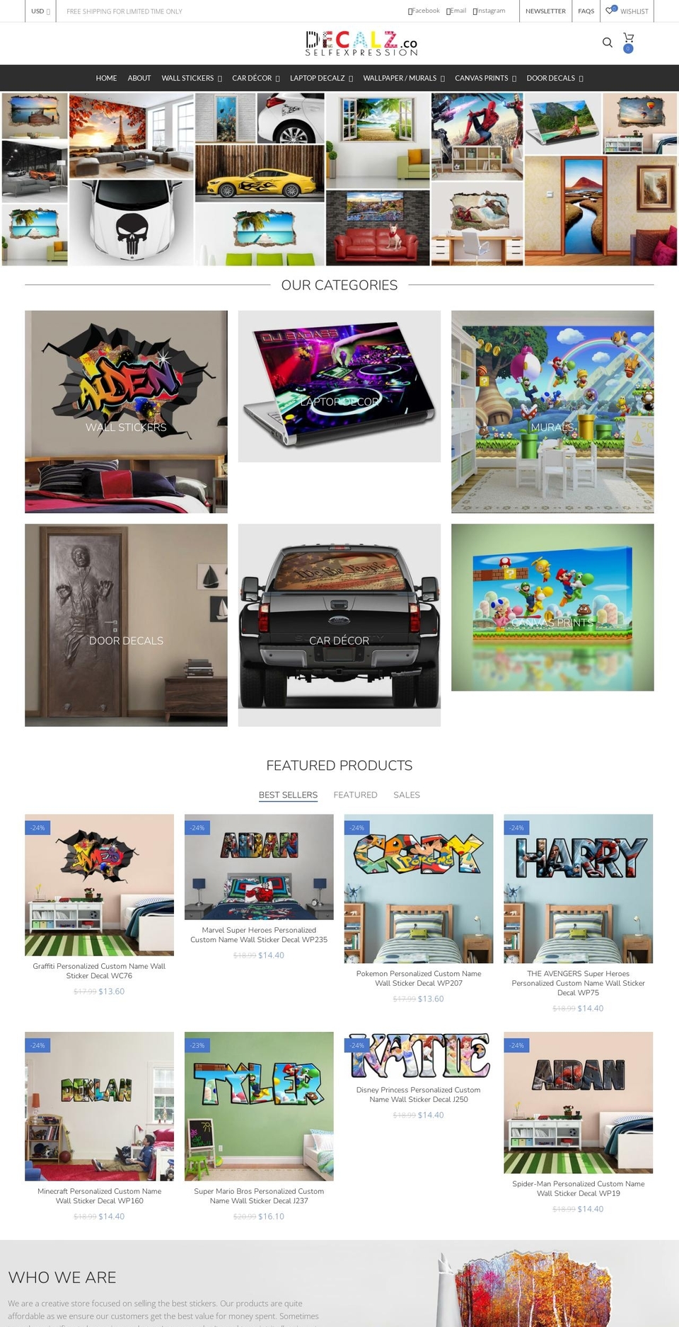 decalz.co shopify website screenshot