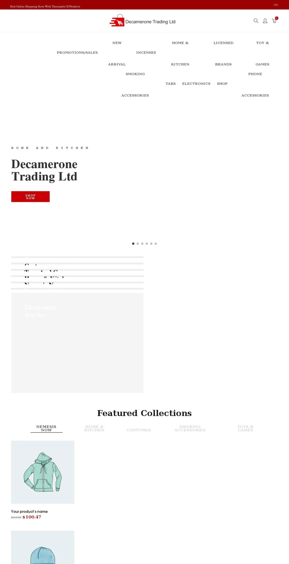 decameroneltd.com shopify website screenshot
