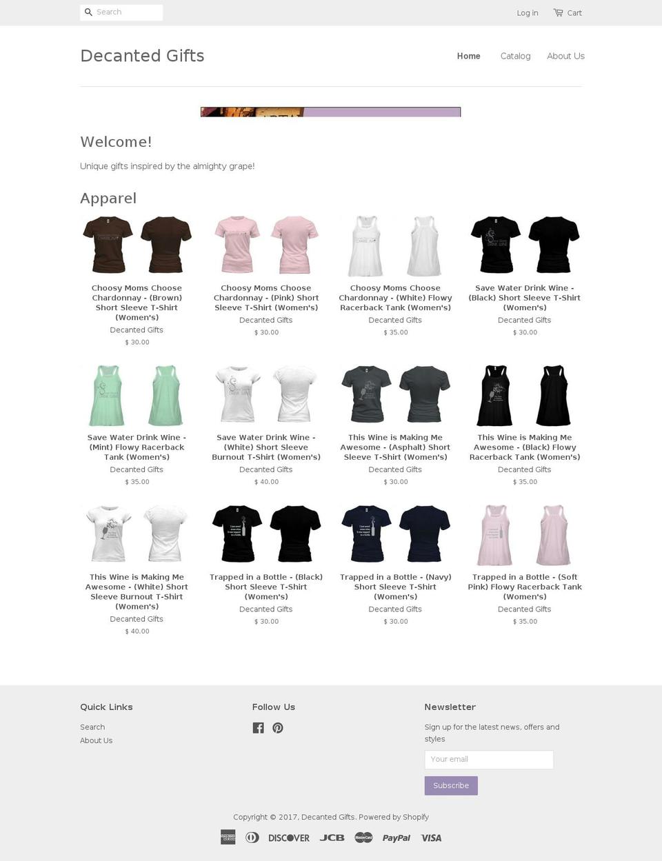 decantedgifts.com shopify website screenshot