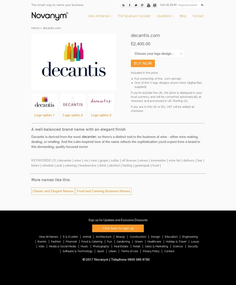 decantis.com shopify website screenshot
