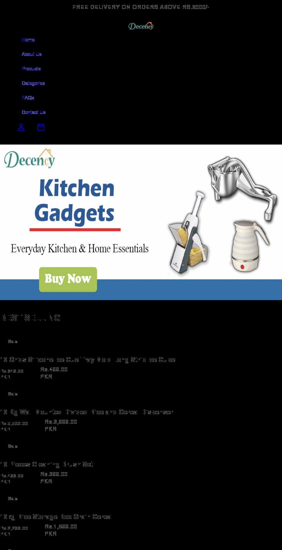 decencystore.com shopify website screenshot