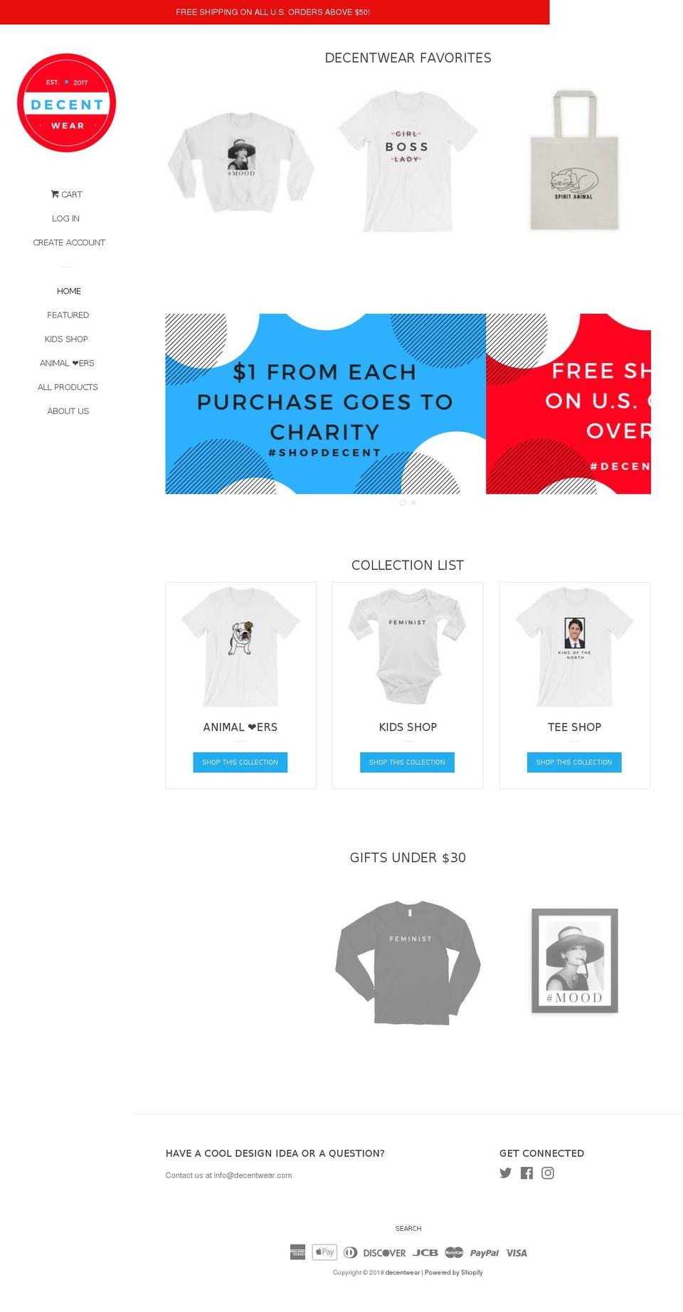 decentwear.com — Shopify storefront screenshot