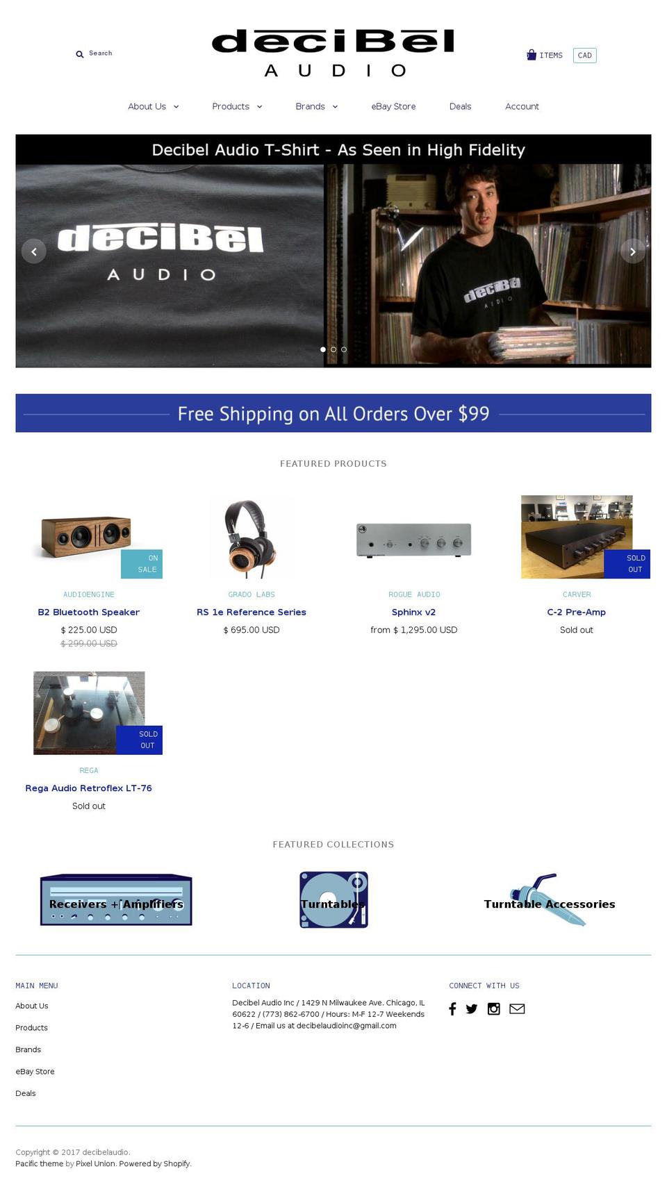 decibelaudio.com shopify website screenshot