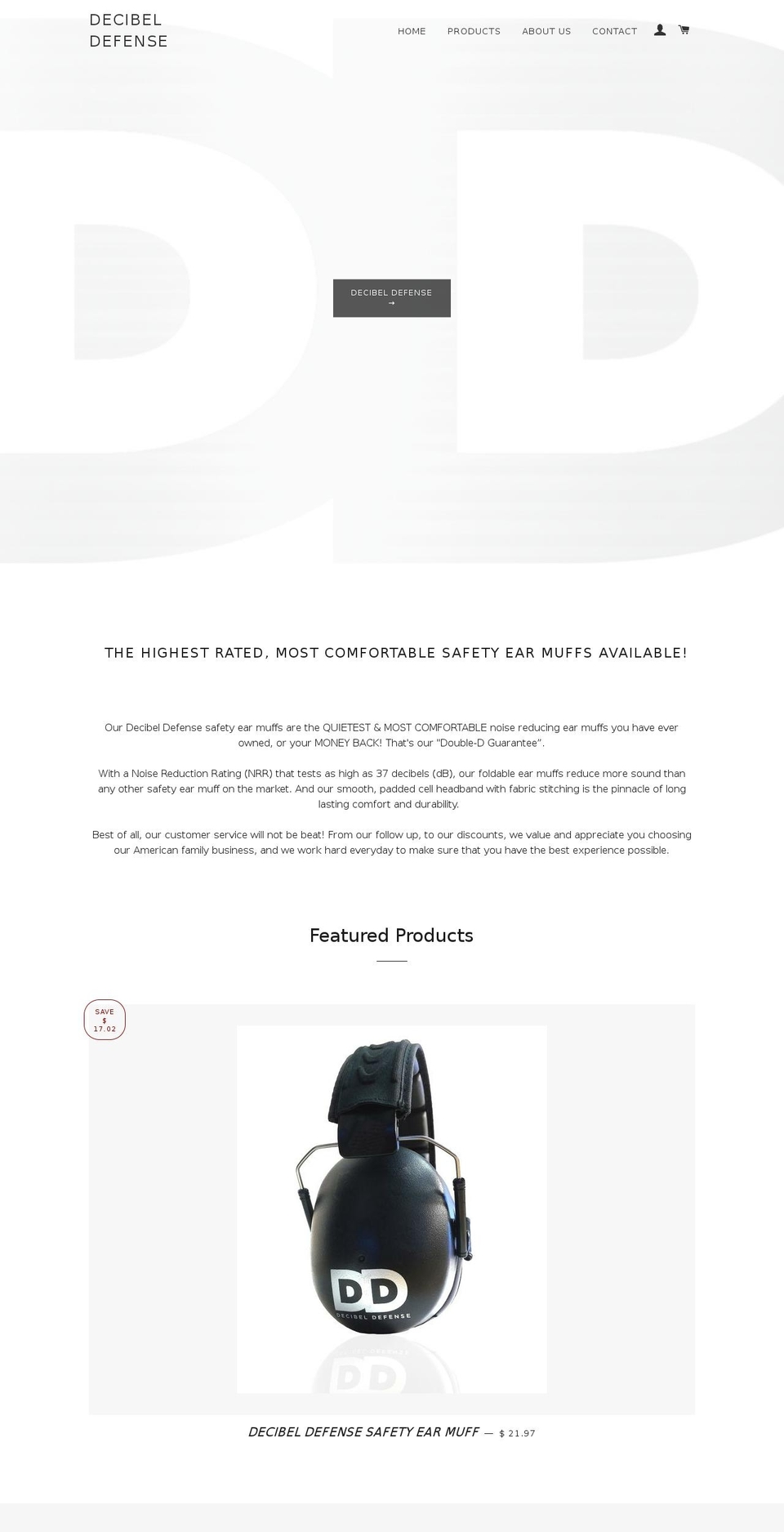 decibeldefense.com shopify website screenshot