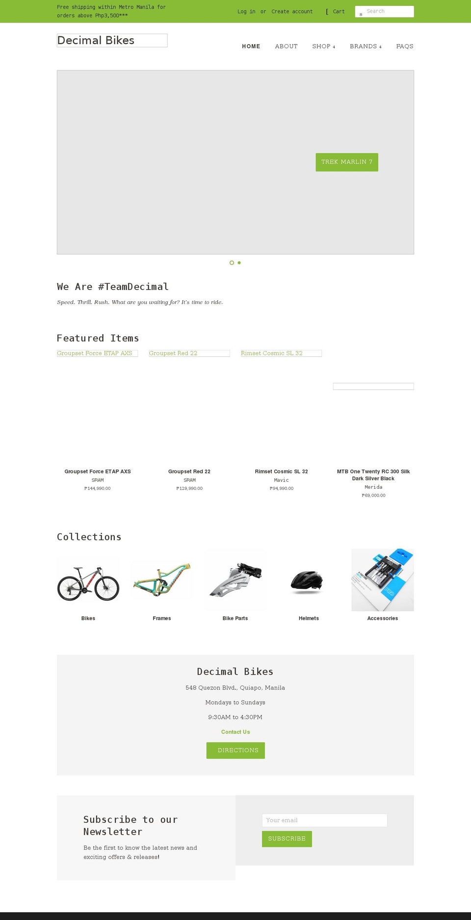 decimalbikes.com shopify website screenshot