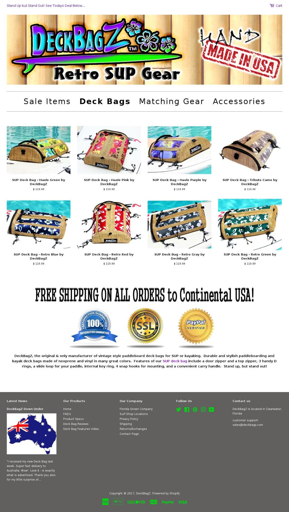 deckbags.com shopify website screenshot