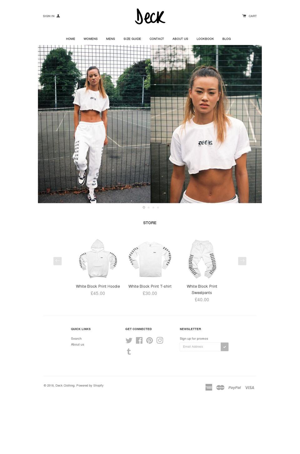 deckclothing.co.uk shopify website screenshot