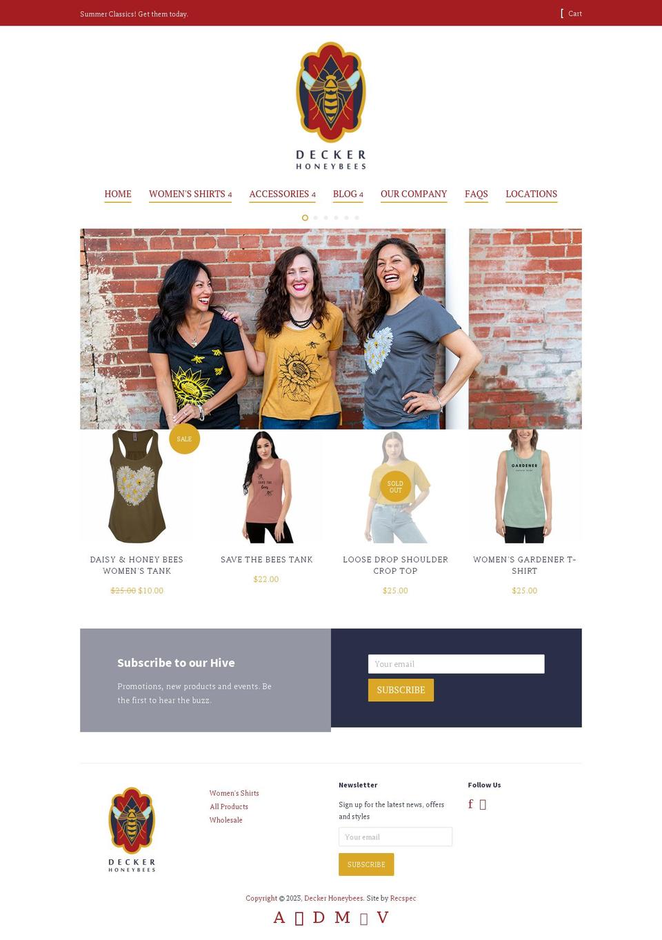 deckerhoneybees.com — Shopify storefront screenshot