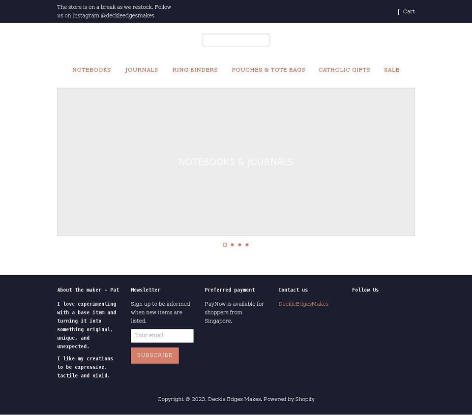 deckleedgesmakes.com shopify website screenshot