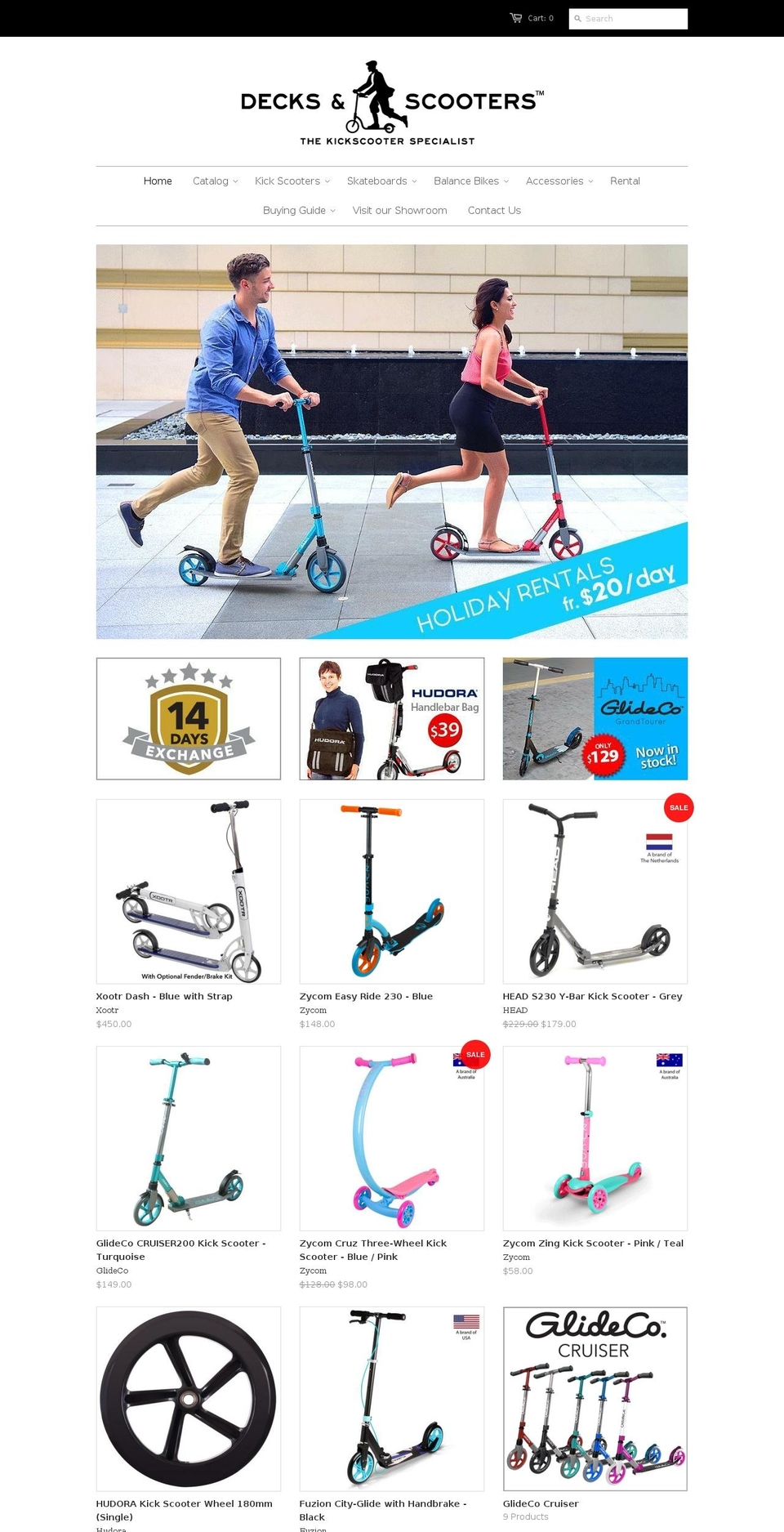 decksandscooters.com — Shopify storefront screenshot