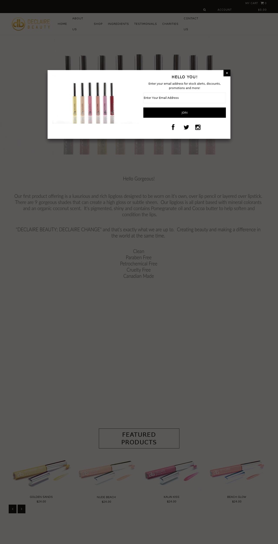 declairebeauty.com shopify website screenshot
