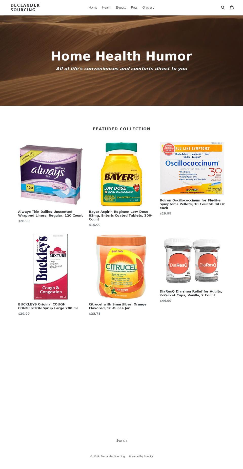 declandersourcing.com shopify website screenshot