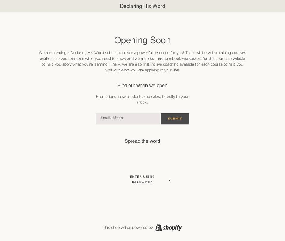 declaringhisword.com shopify website screenshot