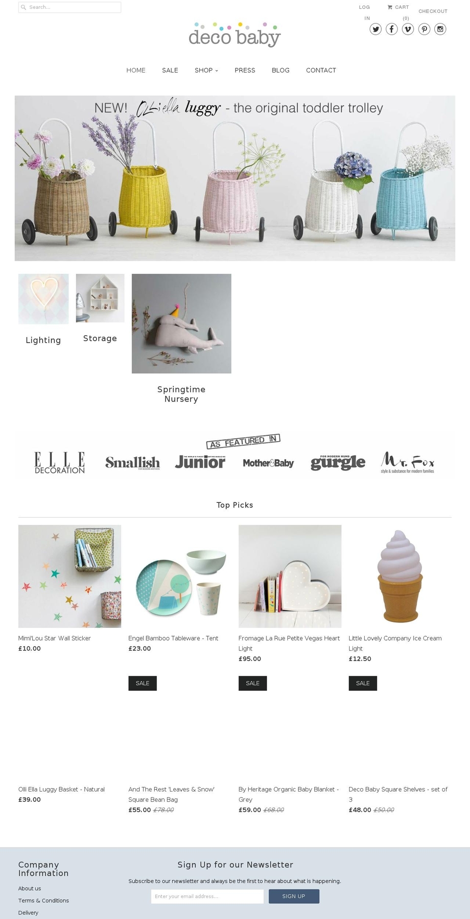 decobaby.com shopify website screenshot