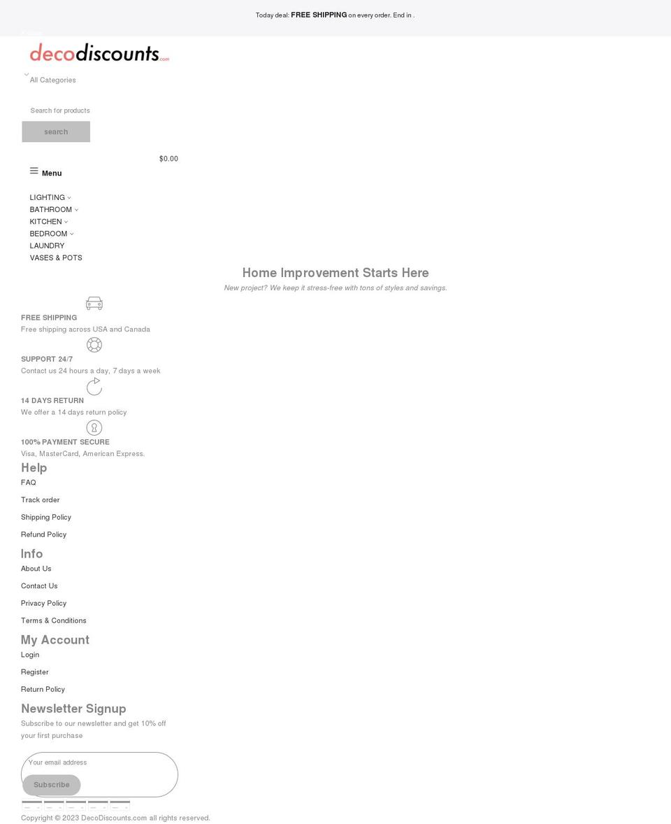 decodiscounts.com shopify website screenshot