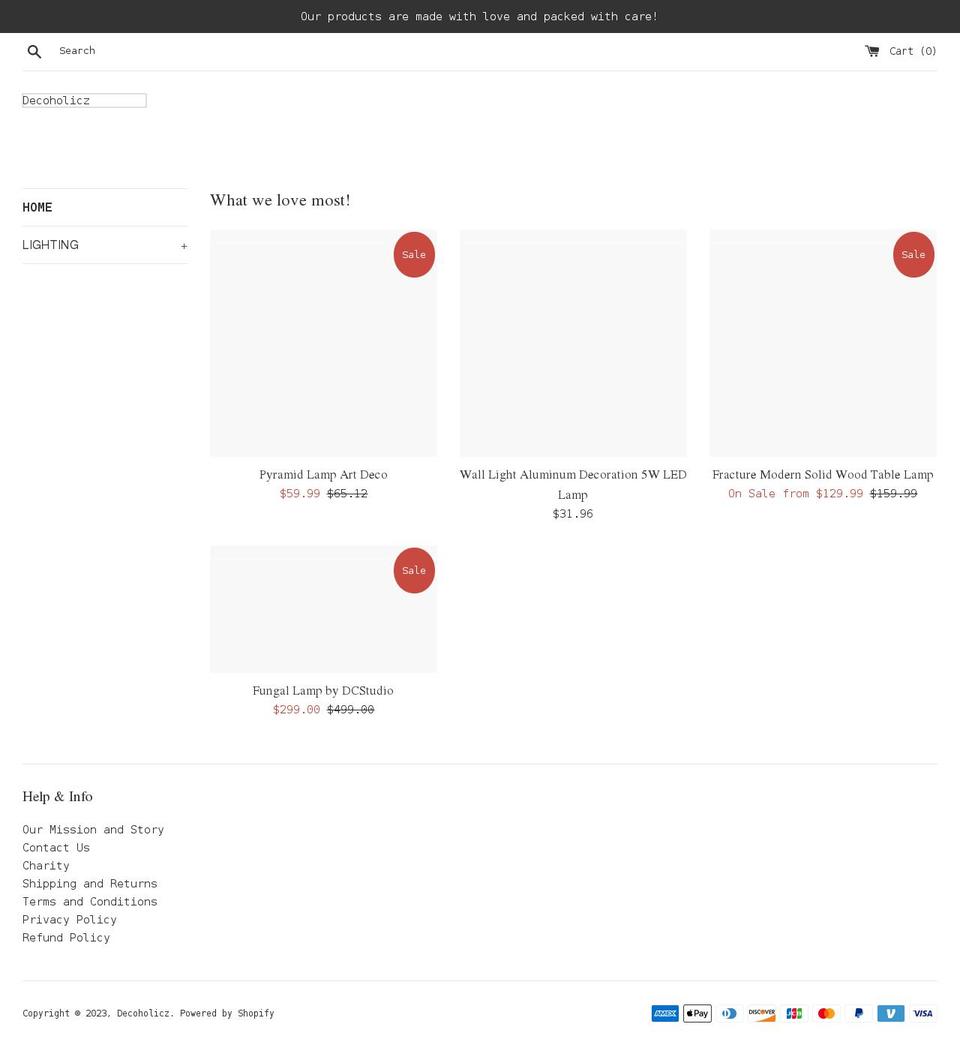 decoholicz.com shopify website screenshot