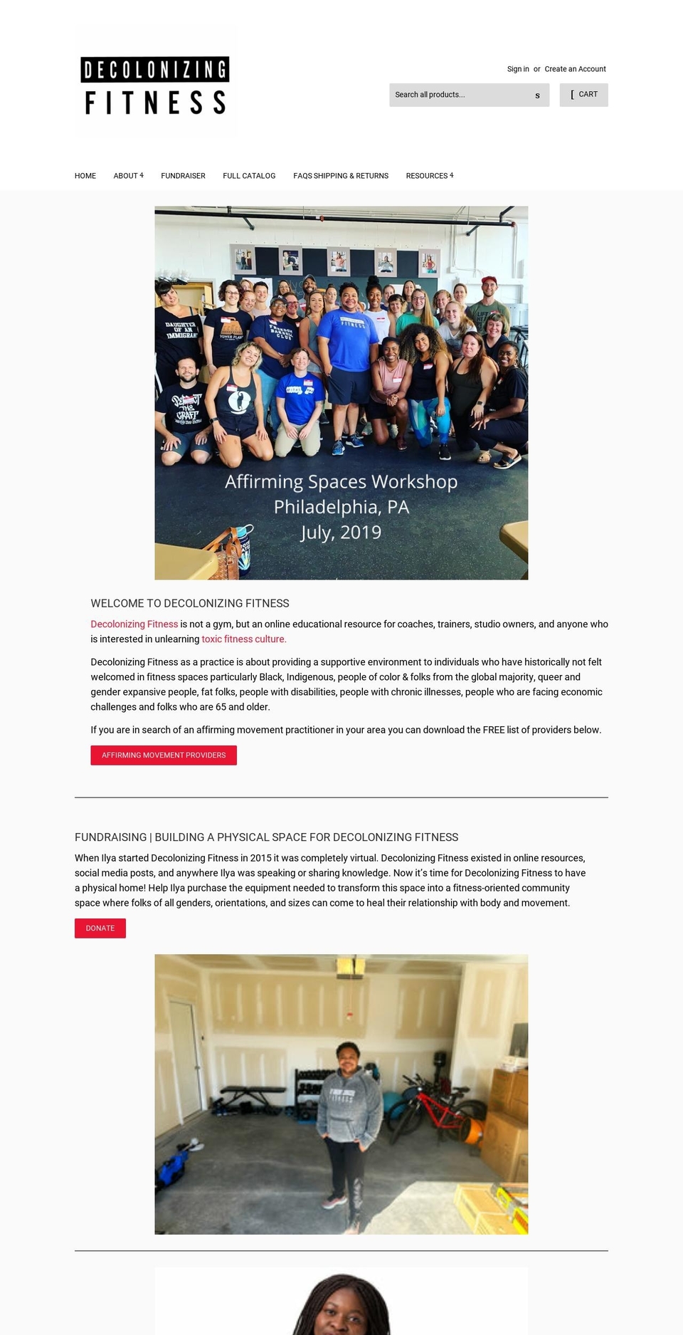 decolonizingfitness.com — Shopify storefront screenshot