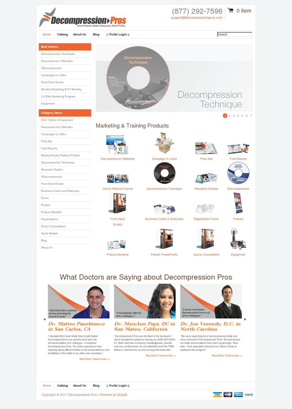 decompressionproducts.com shopify website screenshot
