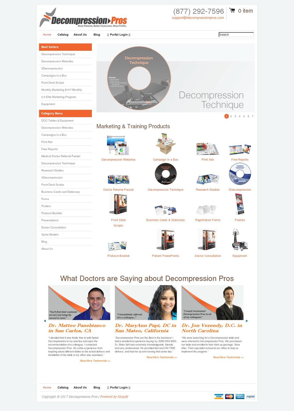 decompressionresearch.com shopify website screenshot