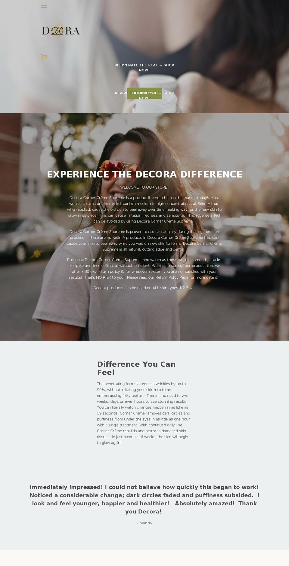 decoracosmetics.com — Shopify storefront screenshot