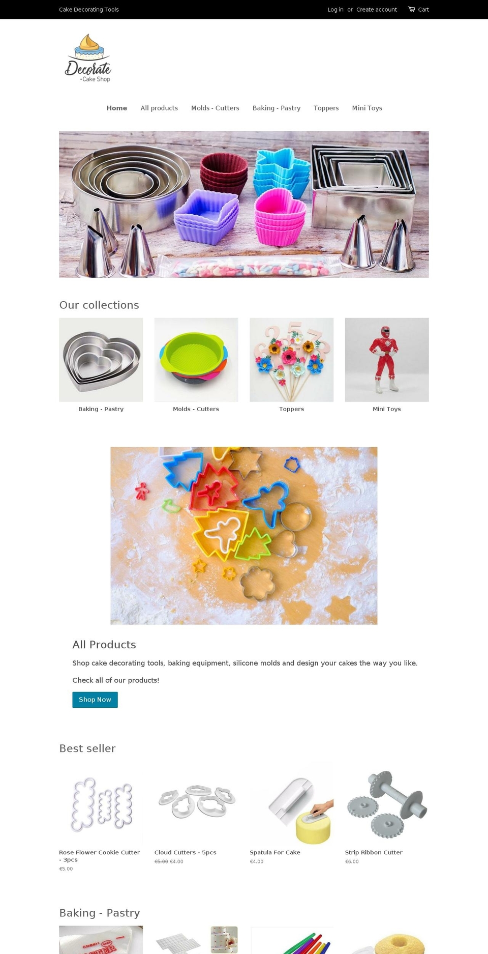 decoratecakeshop.com shopify website screenshot