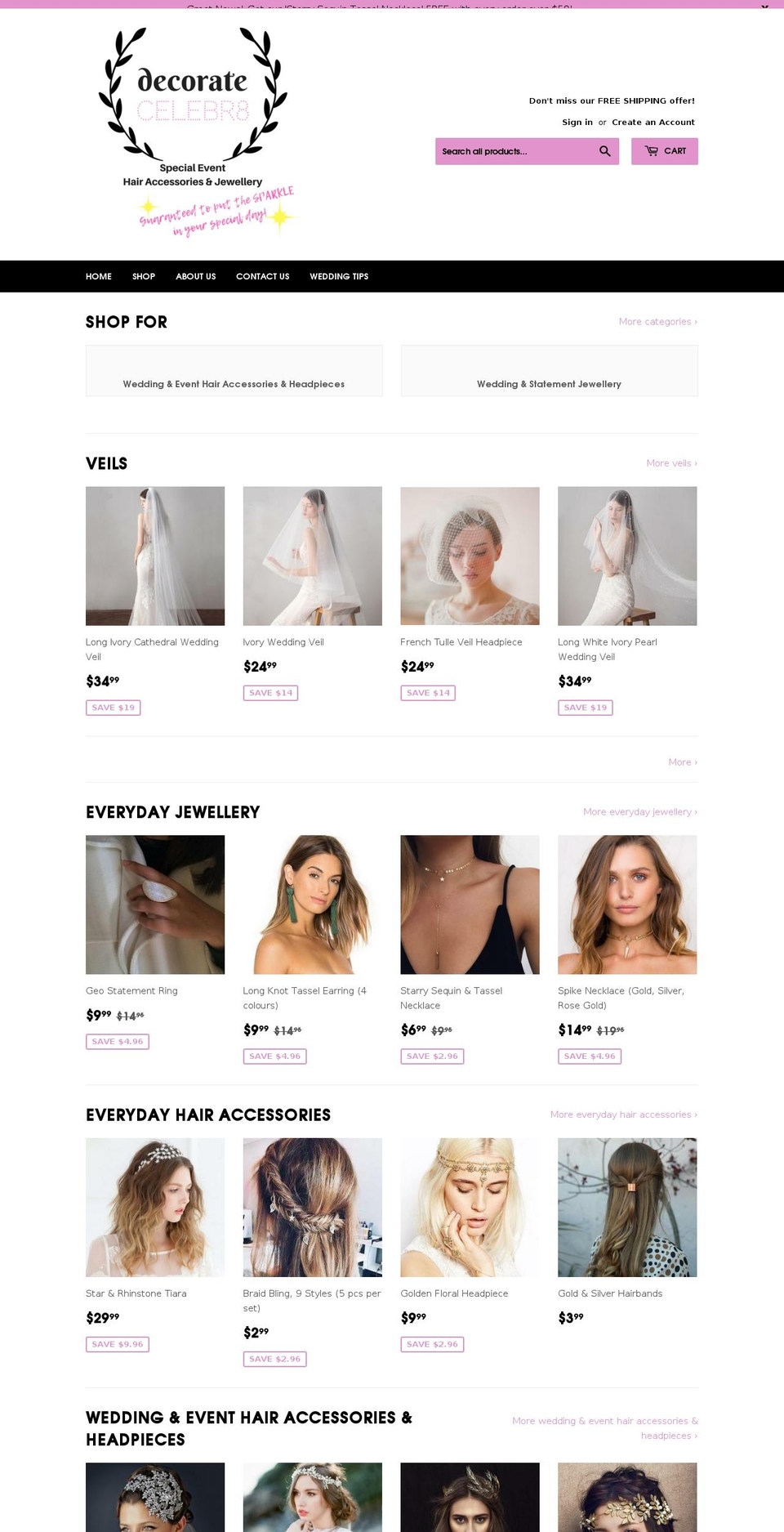 decoratecelebr8.com — Shopify storefront screenshot