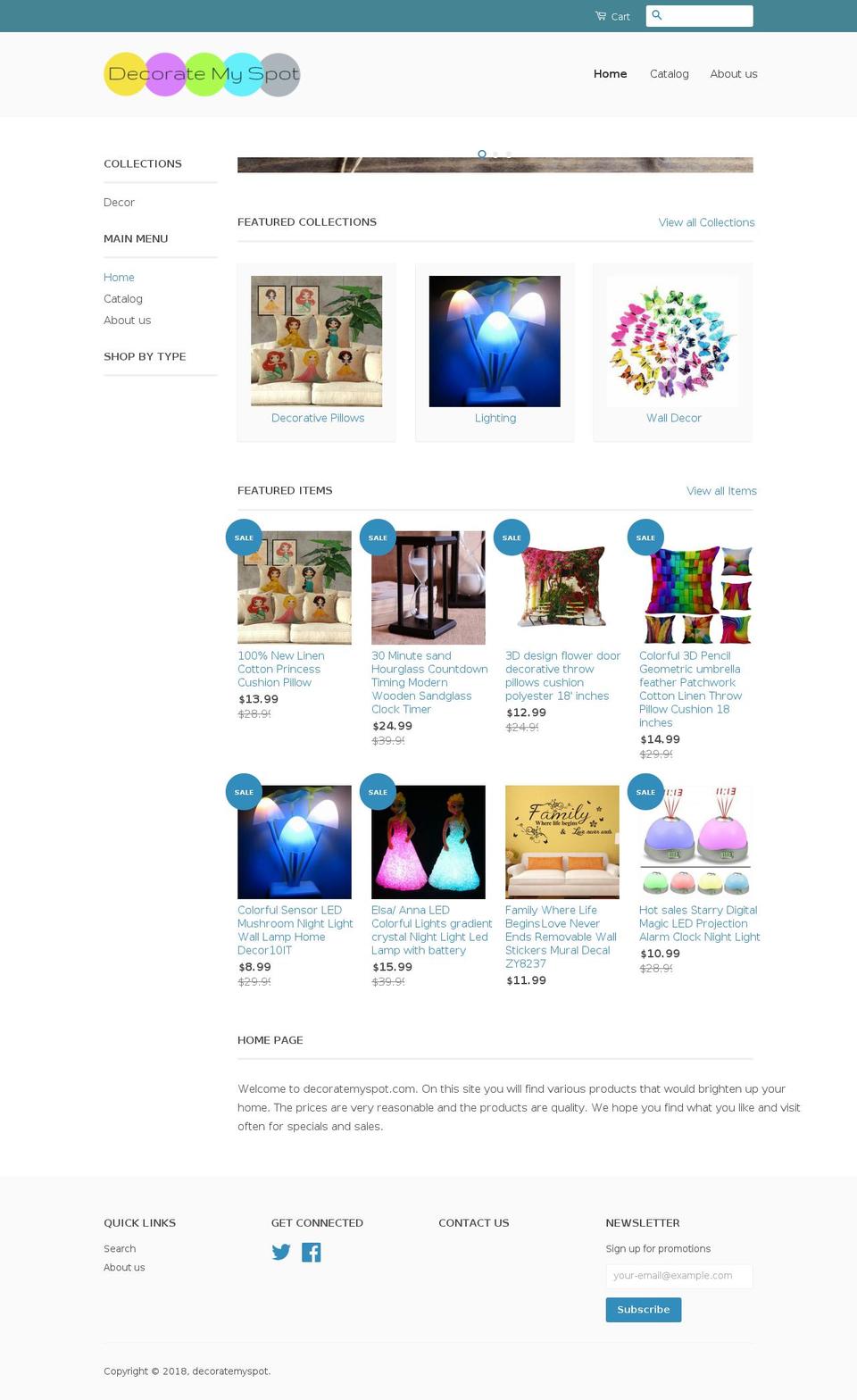 decoratemyspot.com shopify website screenshot