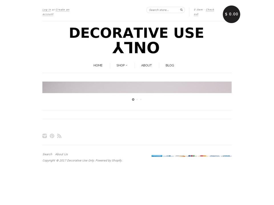 decorativeuseonly.com shopify website screenshot