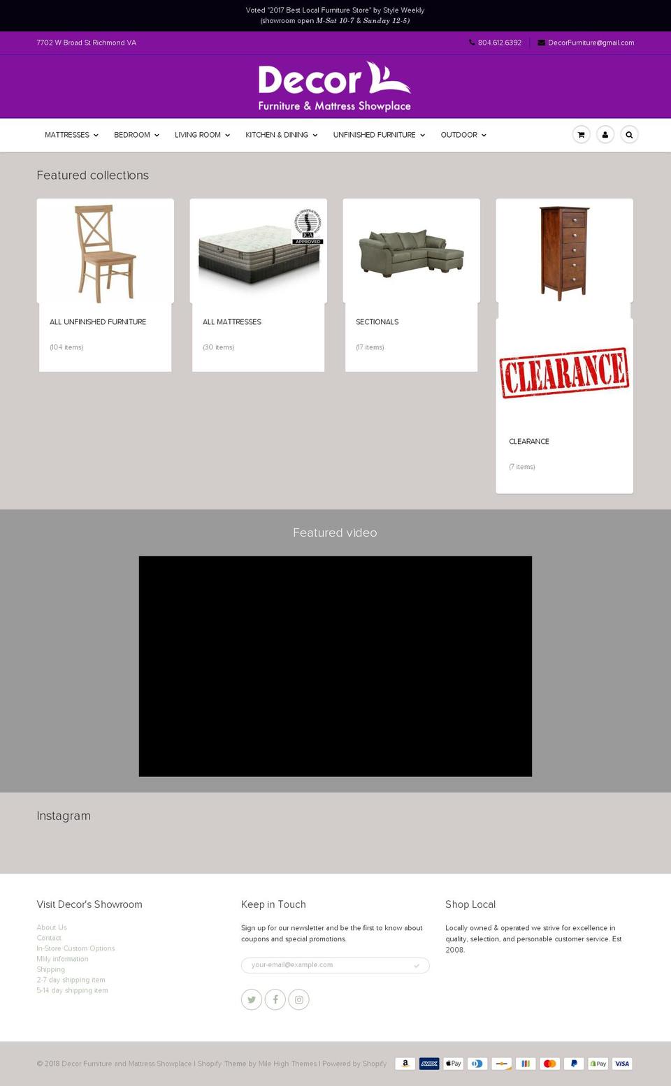 decorfurnitureshowplace.com — Shopify storefront screenshot