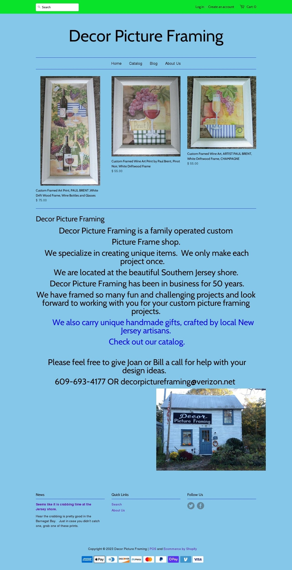 decorpictureframing.net shopify website screenshot