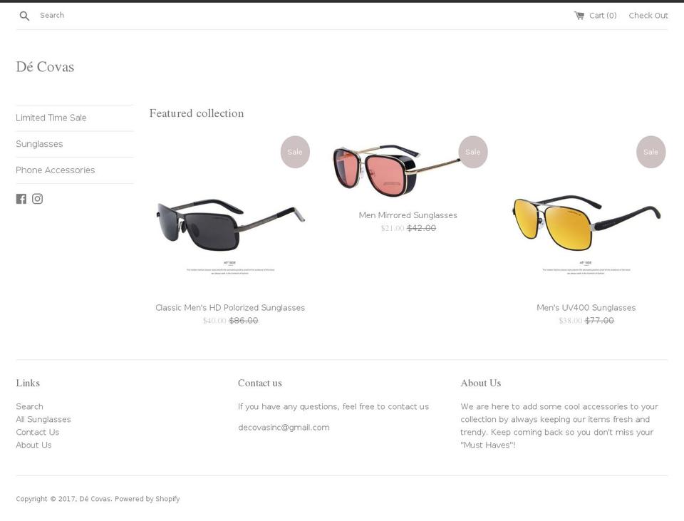 decovas.com shopify website screenshot