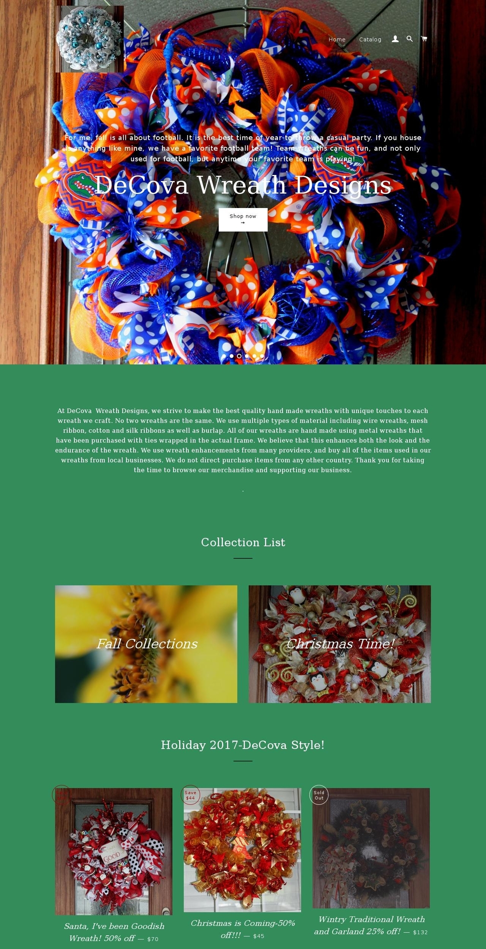 decovawreaths.com — Shopify storefront screenshot