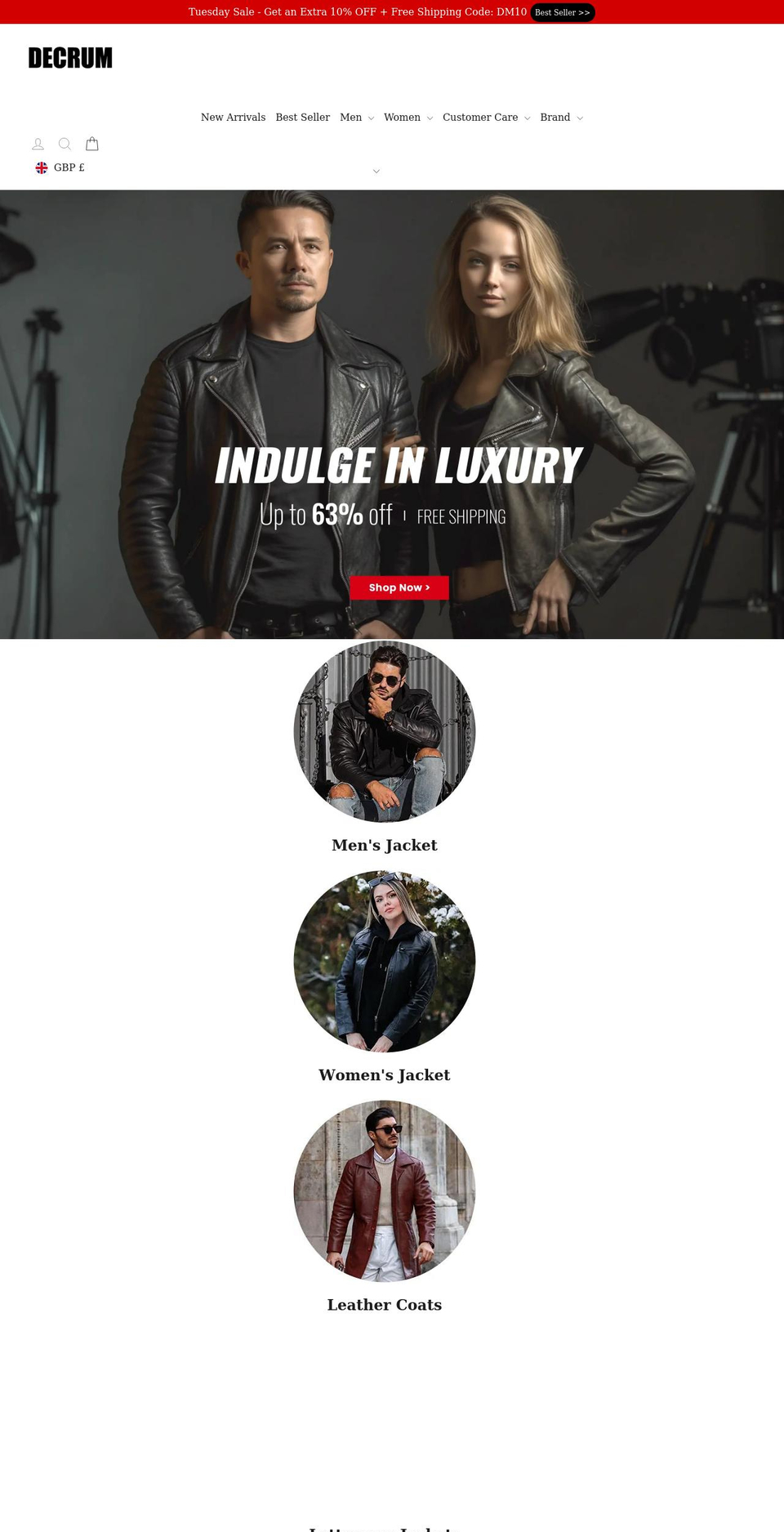 decrum.com shopify website screenshot