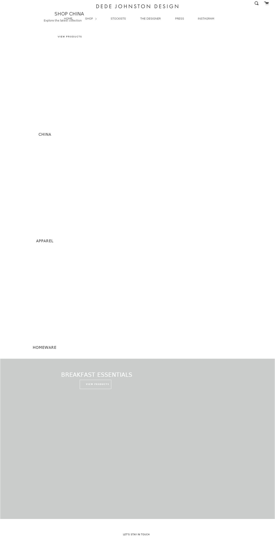 dedejohnston-design.com shopify website screenshot